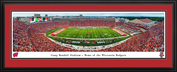 Wisconsin Badgers Football Panoramic Picture Framed- Camp Randall Fan Cave Decor